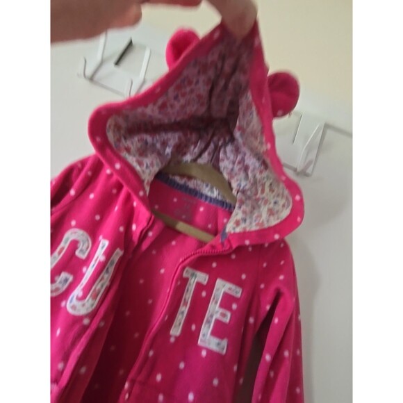 Carter's Toddler 18 Month Pink Footless Hooded Fleece  Zip One Piece Pajamas PJs - Picture 5 of 8